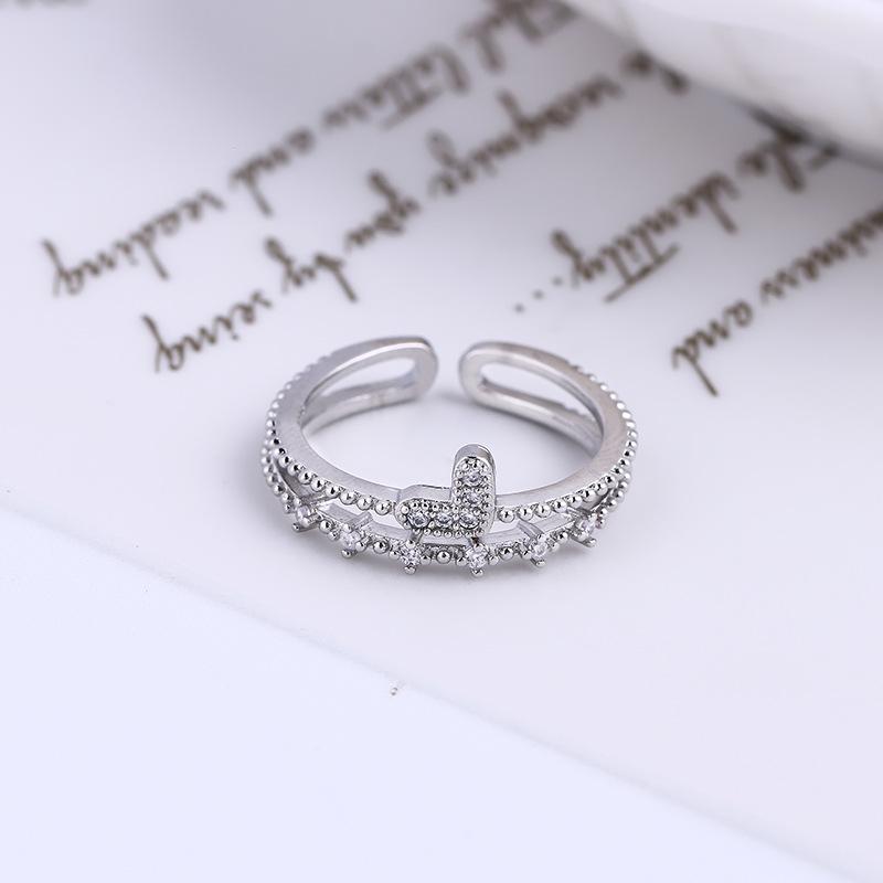 Double-Layer Diamond-Set Love Ring, Female Niche Design Personalized French Heart-Shaped Small Diamond Open Index Finger Ring 20