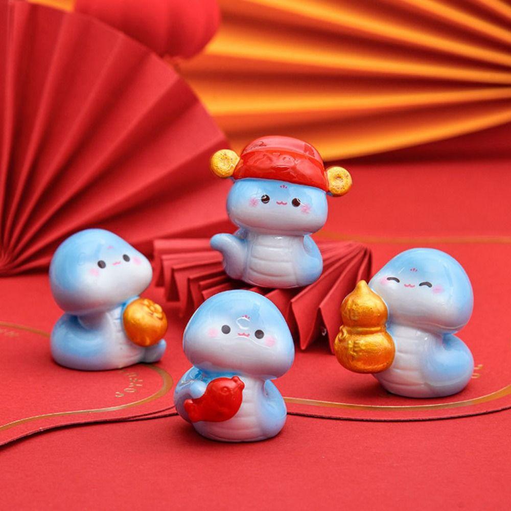 Cartoon Mini Snake Ornaments Resin Lucky Snake Figurine  For Home Decorations