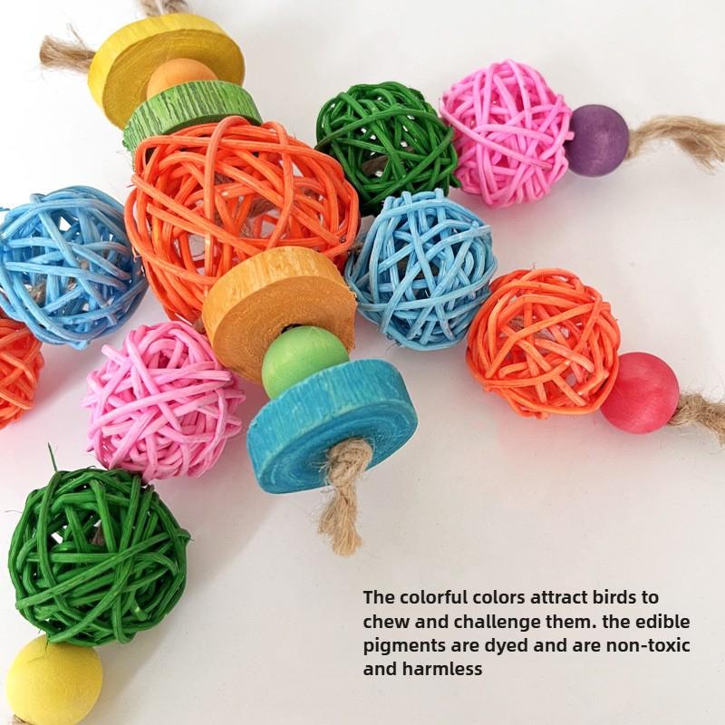 Rattan Ball Bird Toy Grab BiteToy Stand Grinding Teeth Hanging Chew Toys for Pet Bird Parrot Cage Decor Hangable Chewing Toy