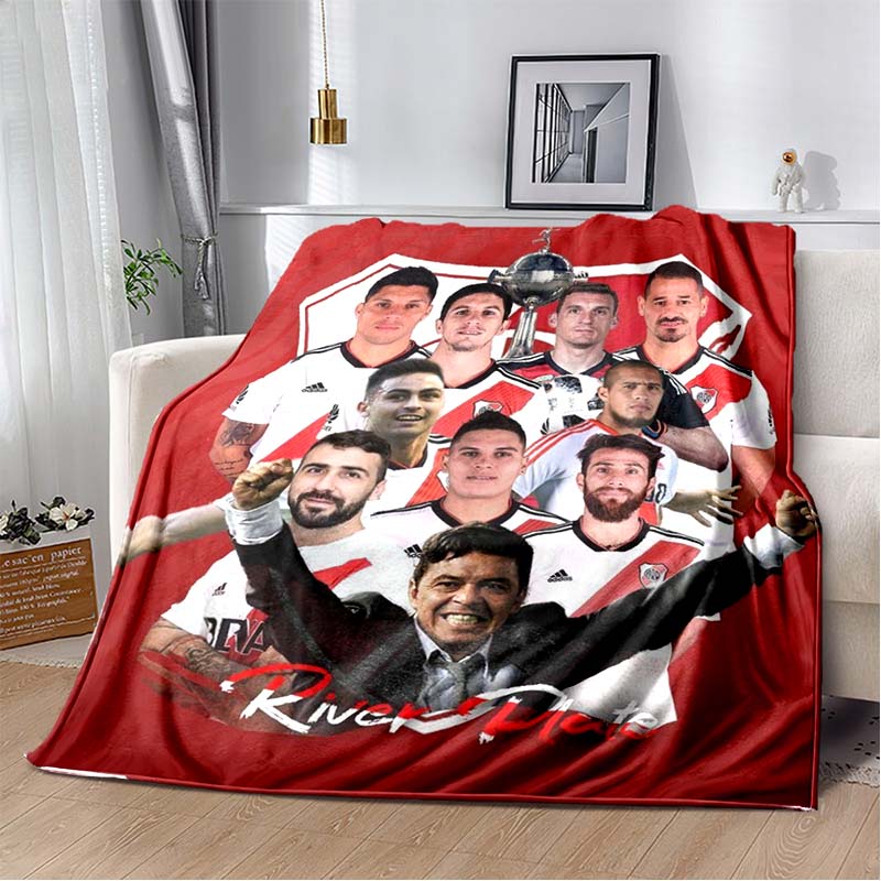 River Plate Team Collage Red Glow Flannel Blanket Argentine Football Throw Blanket Sports Fan Bedroom Warm Sofa Cover