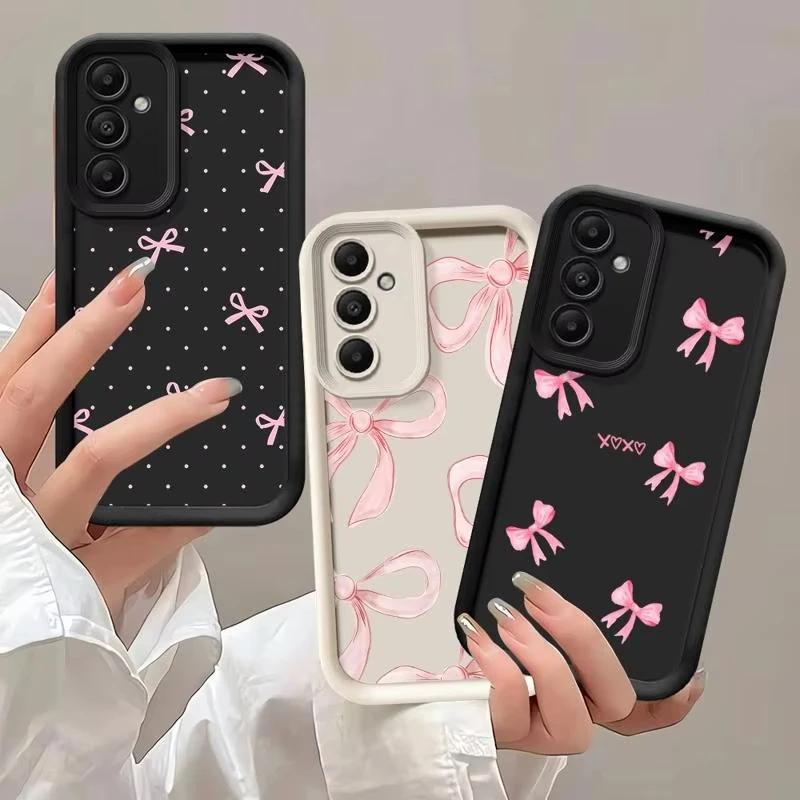 Luxusní červená mašle pro pouzdro Samsung Galaxy S24 S23 S22 S21 Ultra Plus Fe A55 A54 A53 A52 A35 A25 A15 A14 5G Telefon Y2k Kryt