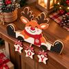 Santa Claus Reindeer Snowman Ornaments Wooden Christmas Tabletop Decor 2D Flat Hanging Shelf Sitters with JOY Ornaments Rustic Wood Crafts