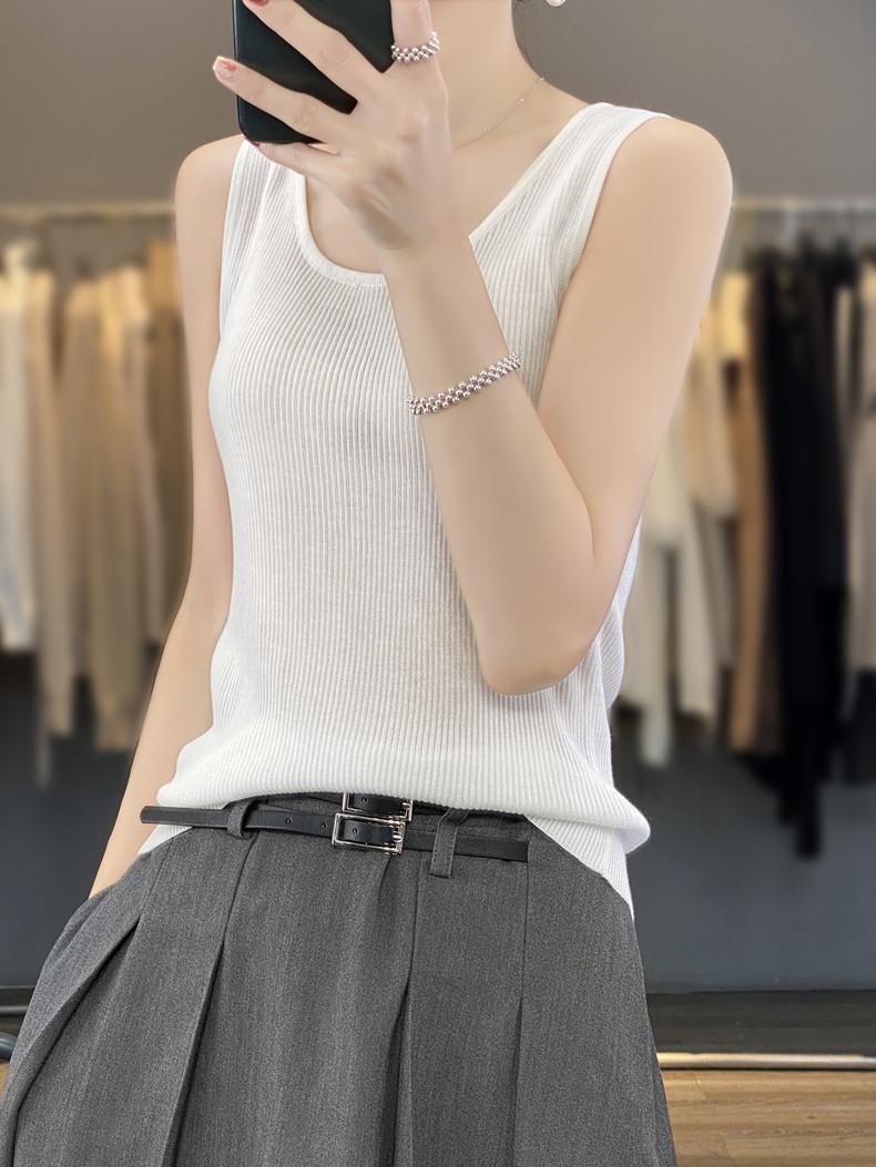 

Women s Slim Fit Striped Silk Tencel Knit Camisole - Sleeveless Summer Vest S