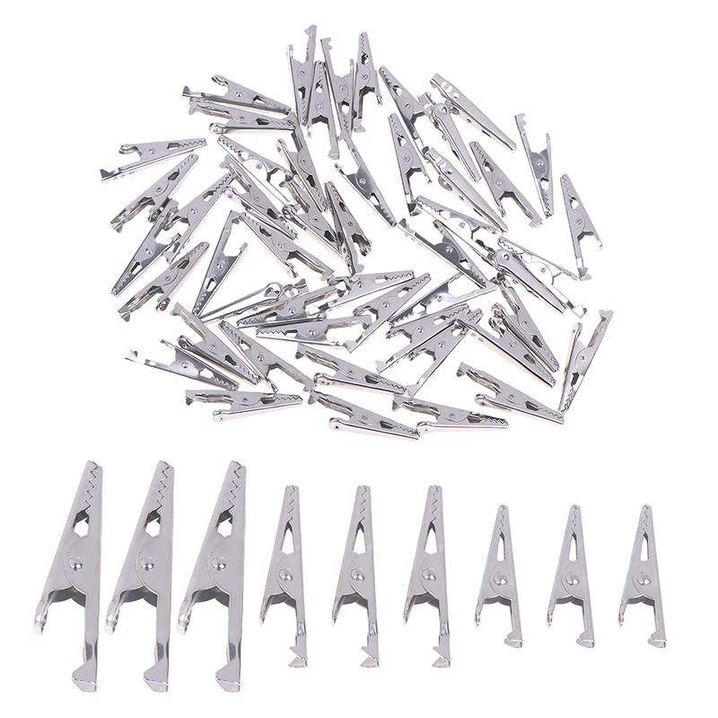 50PCS For Electric Testing For Battery Test Mini Alligator Clips Mini Silver Metal Alligator Clip 28mm 35mm 45mm