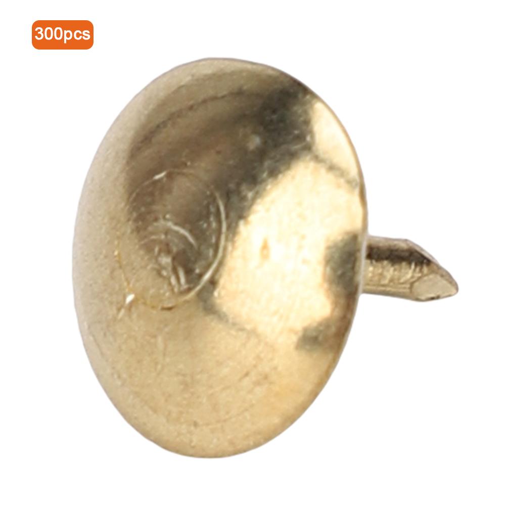 300PCS Upholstery Nails Tacks Stud Pushpin Smooth Surface Decorative Furniture Nails Pins(Yellow )