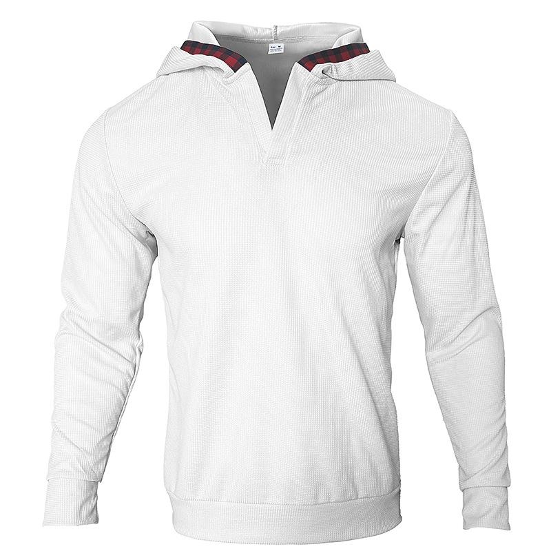 

Мужская повседневная толстовка с длинным рукавом, вафельный узор, удобный свободный крой, осенне-зимняя спортивная одежда XXL белый
