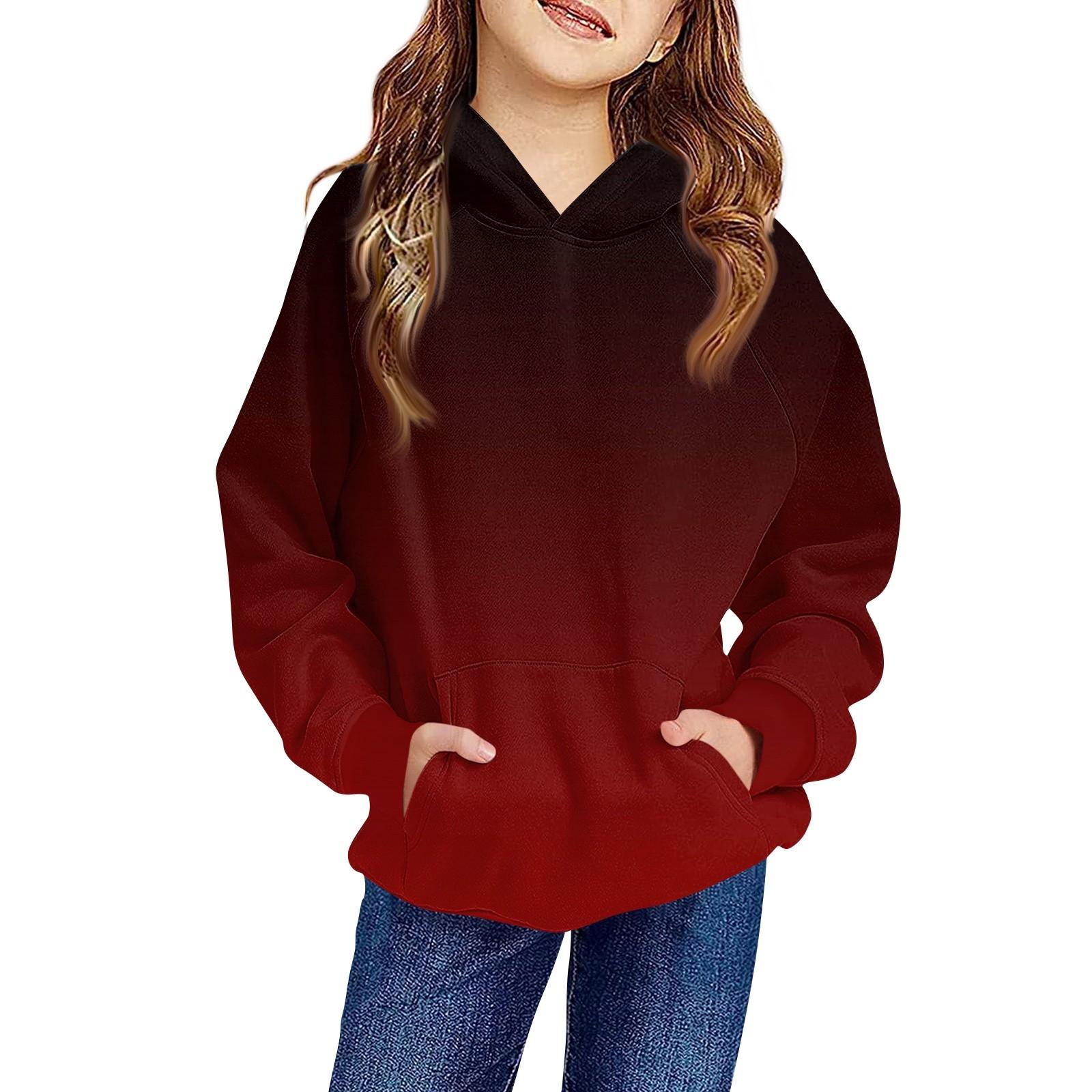 

Детская толстовка с капюшоном для мальчиков и девочек с длинными рукавами и карманом 90 винный