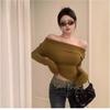 Spring/Autumn Asymmetrical One-Shoulder Long Sleeve Slim T-Shirt