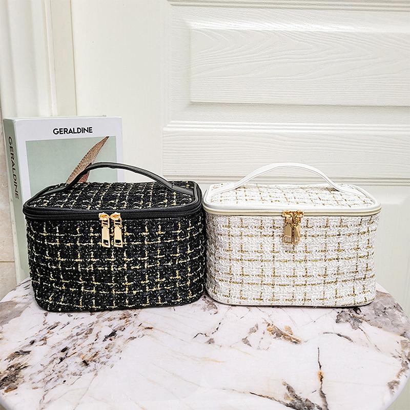 Cosmetic Bag Large Capacity Portable Handbag Woven Cosmetics Makeup Brush Storage Household Travel Wash Bag