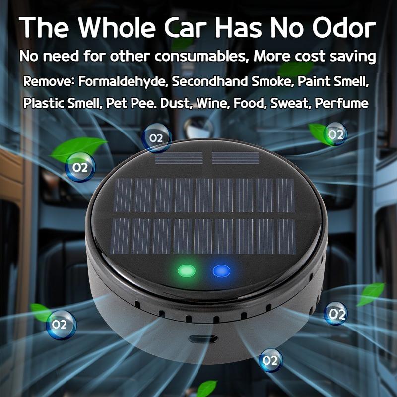 Car Air Purifier with Dual-Core Technology, Removes Odor and Formaldehyde, Solar & USB Powered, Dual Use for Car and Home