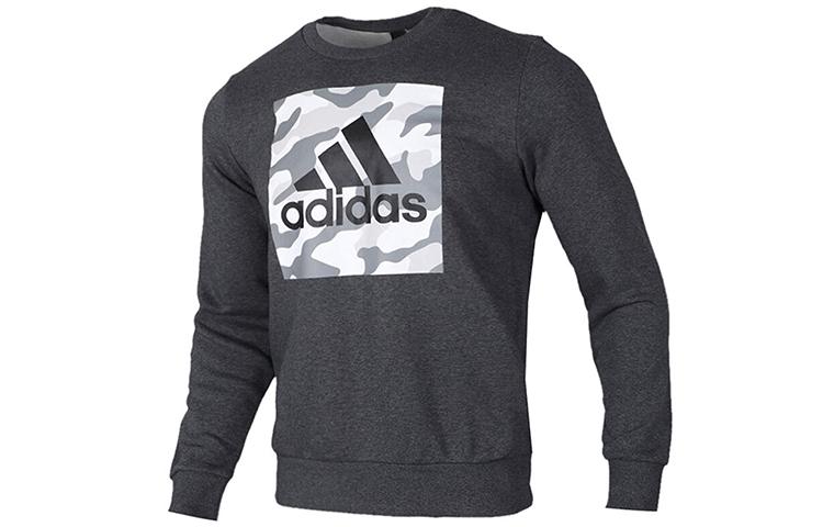 Adidas Sweatshirts Men s Gray Crew Neck Moderate Regular FJ0222 XS
