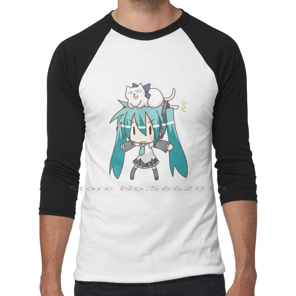 Miku T Shirt 100% Cotton Kawaii Manga Anime Girl Japanese Short Long Sleeve Tee Top