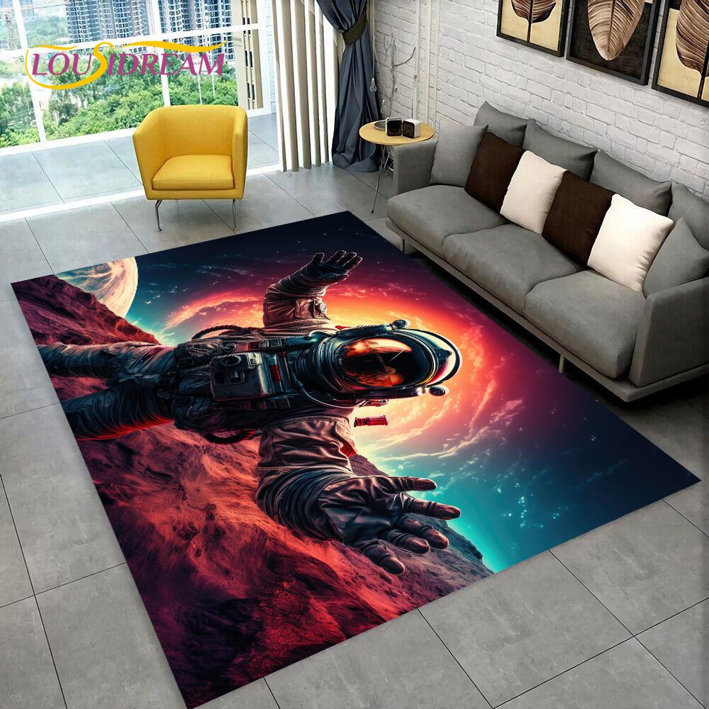 Astronaut Dream Universe Spaceman 3D Outer Space Cartoon Rug Carpet for Living Room Bedroom Decor,Non-slip for Sofa Doormat Kids