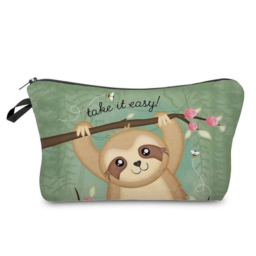 Women Sloth Print Cosmetic Bag Toiletries Organize Travel Storage Case 6403