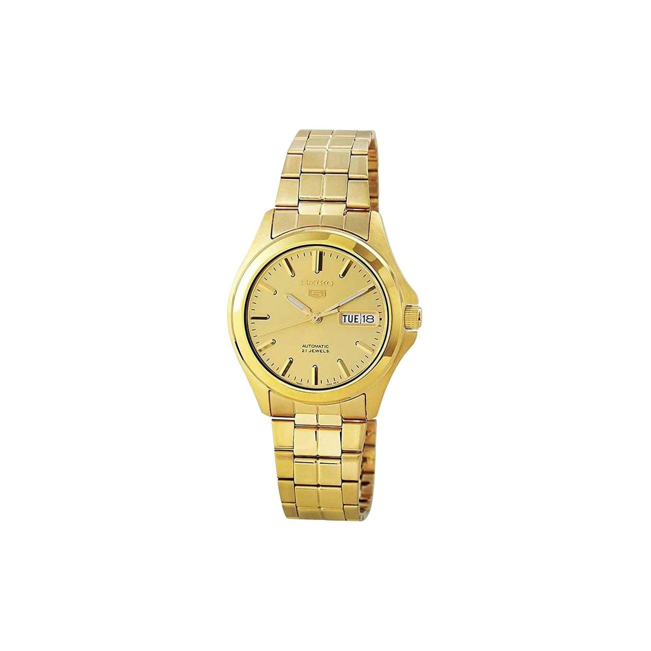 

SEIKO 30m Water Resistant Automatic Mechanical Movement Stainless Steel Strap Watch Men s Watches SNKK98K1 Gold Dial