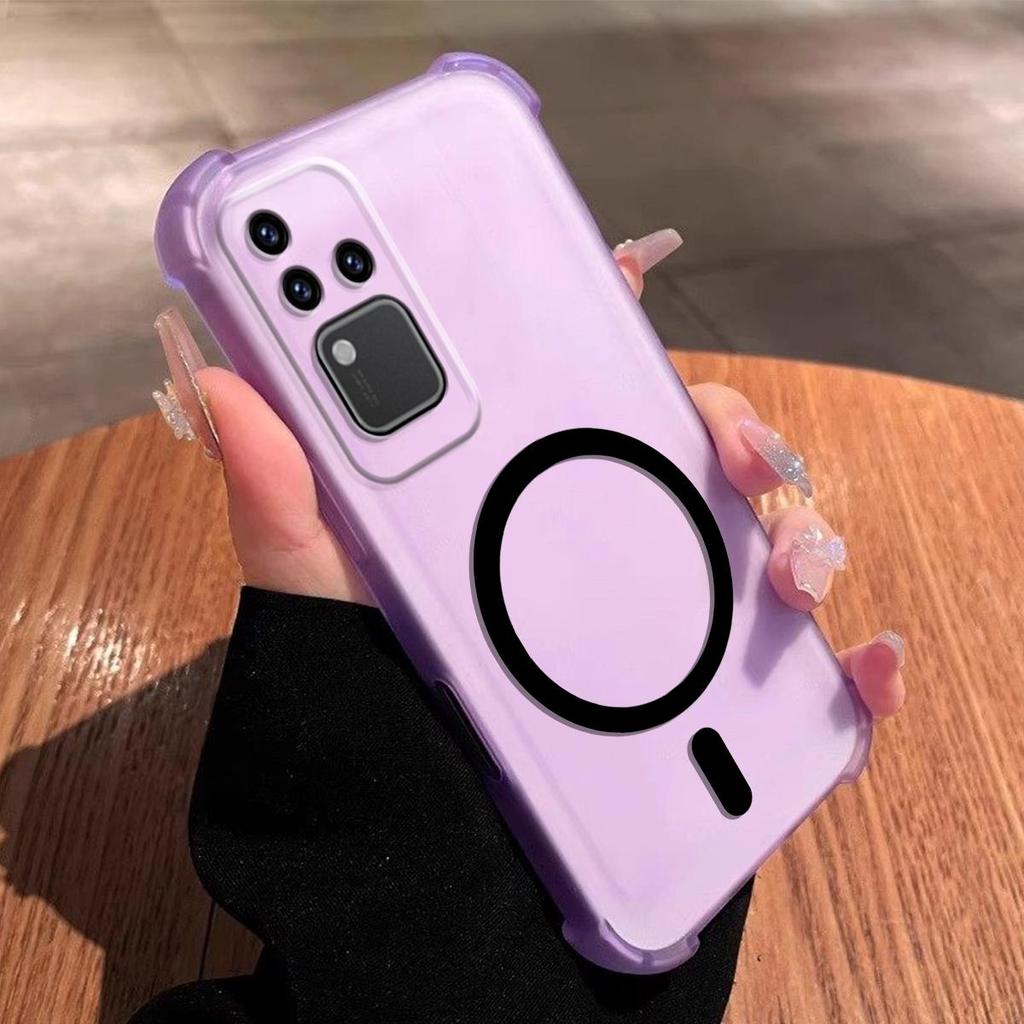 DIY Magnetic Ring Jelly Case for Vivo V30 Pro Anti-Drop 4-Corner Airbag Protection