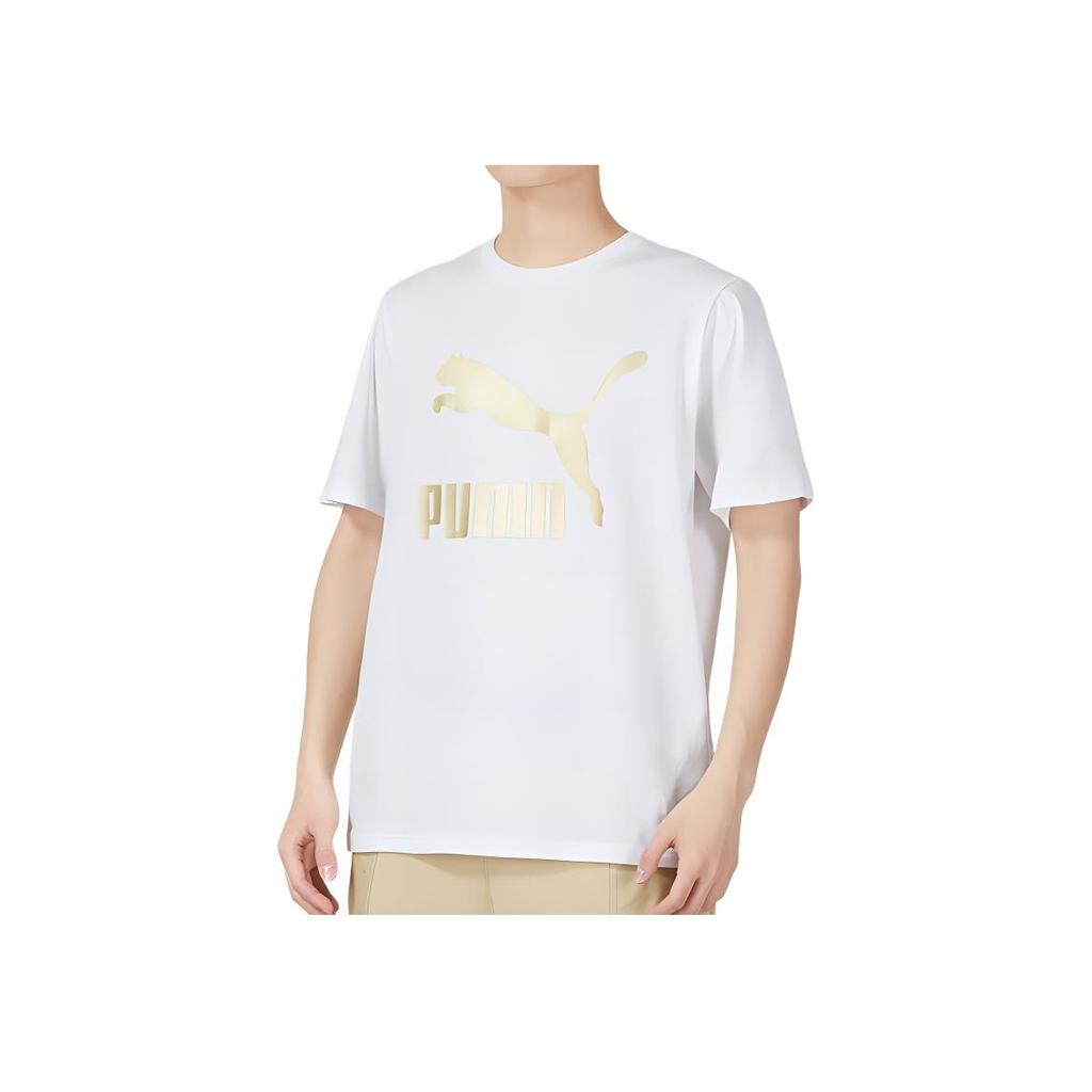 Puma Logo Printed Short Sleeve T-Shirt Men Tops White 673666-02