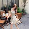 Summer new French temperament fashion romantic bow small floral short suspender dress