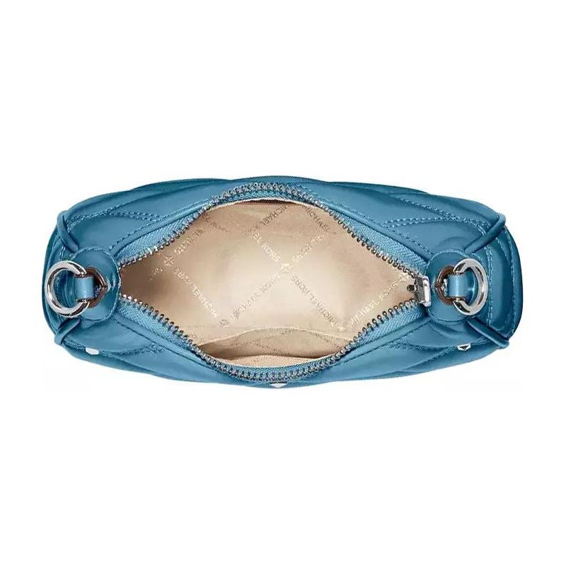 MICHAEL KORS Quilted Silver Hardware Polyurethane Blend Handheld Crossbody Shoulder Bag Women's Blue