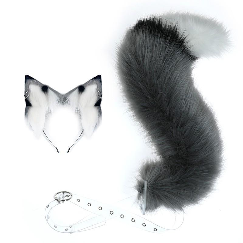 Fox Ears Headband Tail Set Cosplay Anime Convention Sweet Cool Style Plush Costume Accessory