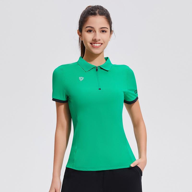 Clothing Women Summer Polo Shirt Short-sleeved T-shirt High-elastic Lapel Fitness Sports S