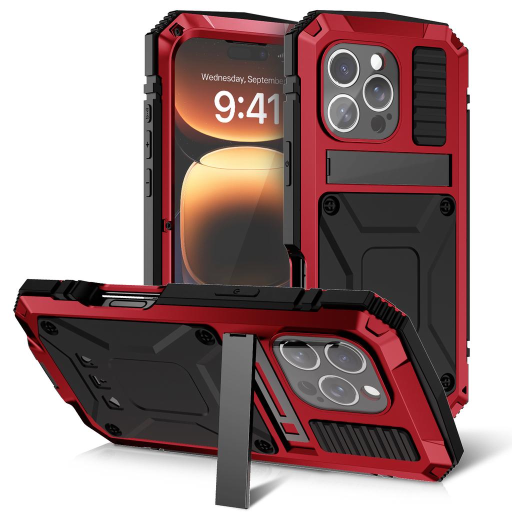 Armor Phone Case for IPhone 17 16 15 14 Plus 13 12 Pro Max Aluminum Metal Screw Bumper Heavy Duty Outdoor Sport Cover Stand