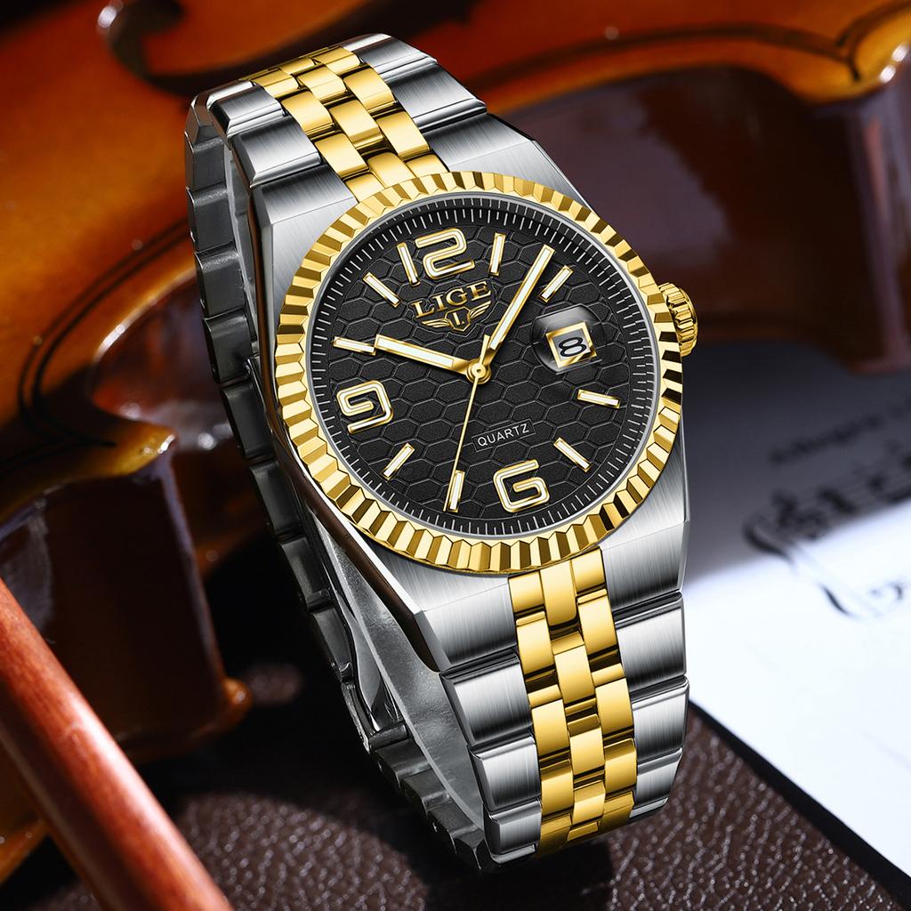 LIGE Brand Luxury Men Wristwatch Waterproof Luminous Stainless Steel Man Watch Date Quartz Business Men's Watches Reloj