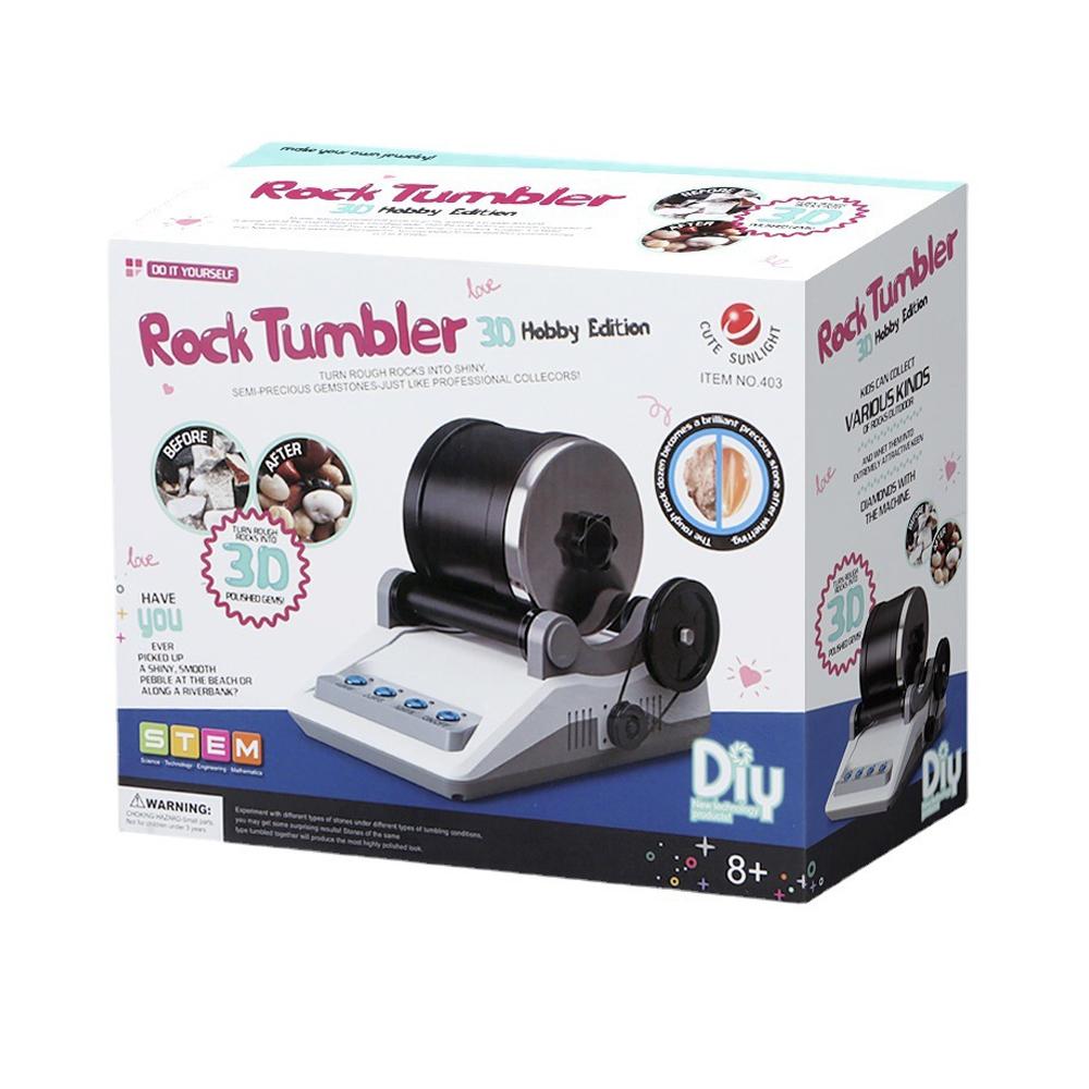 220V Rock Tumbler Kit DIY Electric Rock Tumbler Toy with Rough Gemstones Polishing Grits for Adult Kids Polishing Machine