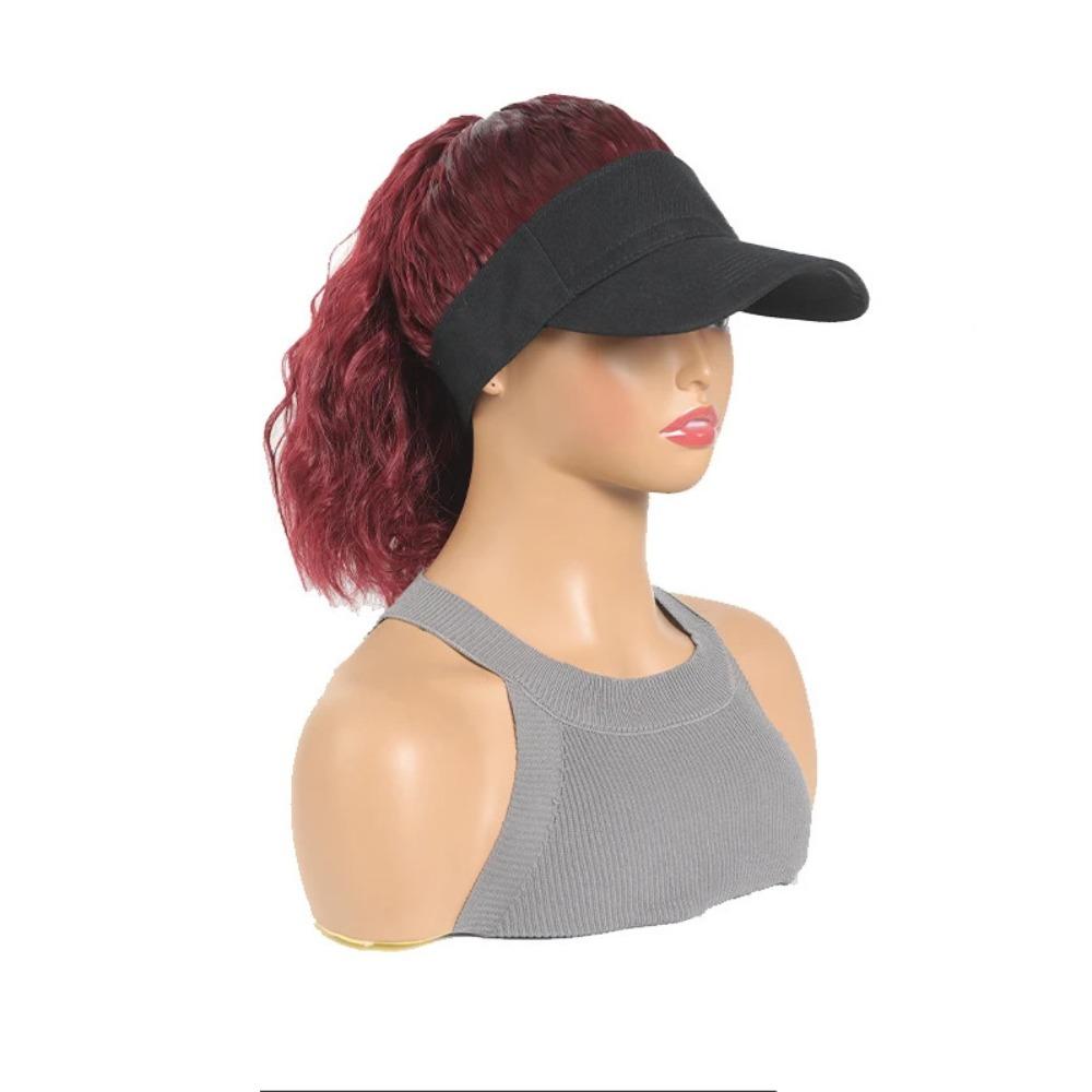 Baseball Cap Ponytail Curly Hair With Cap Hollow Top Summer Sunshade Cap Wig  Travel
