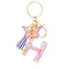 Light Purple Sequin Fringe Resin Keychain 26-Letter Accessory Classic Retro Durable Bag Charm Practical Gift For Friends And Family
