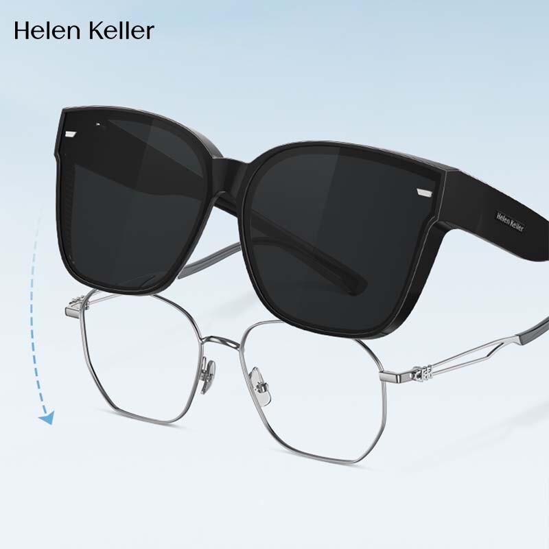 Occhiali da sole polarizzati a clip per guida per Helen Keller con miopia