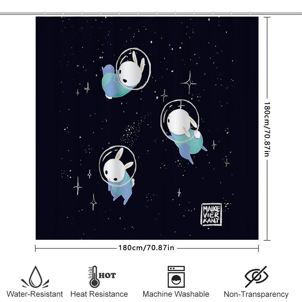 Space Cat Galaxy Shower Curtain Cute Kitten Universe Bathroom Decor Starry Night Home Decor Anime Shower Curtain Aesthetic