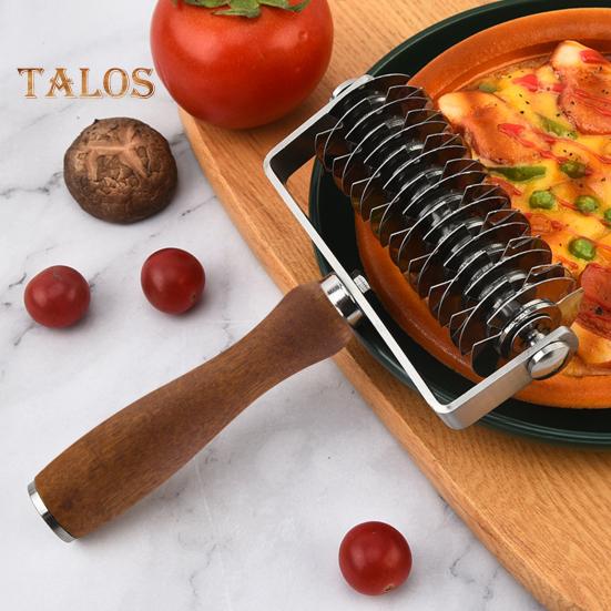 Stalowa kratka do ciasta na pizzę z drewnianym uchwytem, do robienia wzorów siatki na ciasteczka, ciasta, torty