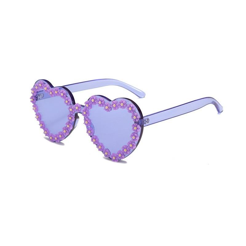 Sunglasses Women S Advanced Sense Of Love Small Daisy Sunglasses Uv Protection Concave Shape Trendy Cool фиолетовый