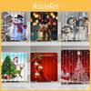 Vibrant Xmas Bathroom Shower Curtain Featuring Santa Claus And Snowman With 12 Hooks