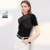 SanCai Women's Slim Fit Knit Stand Collar Short Sleeve Sweater