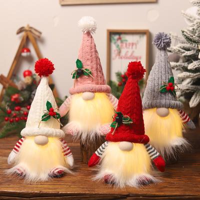 Christmas Luminous Knitted Hat Forest Man Ornament Figurine