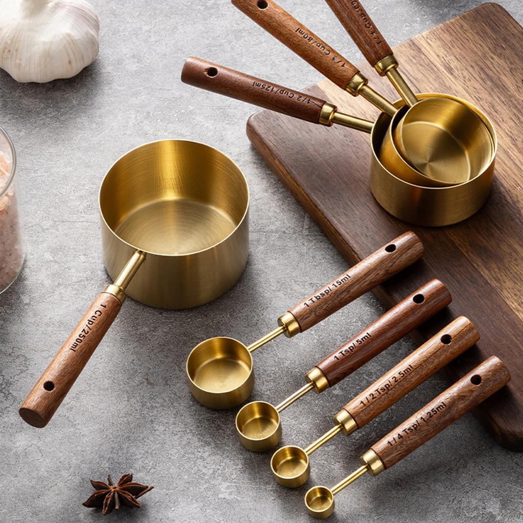 8-Piece Measuring Cup and Spoon Set, Suitable for Coffee Weighing, Cake Baking and Kitchen Use