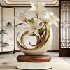 1 Elegant Crystal Vase with White Lily and Gold Decoration -2D Flat Living Room, Office Decoration | Perfect for Home Decoration