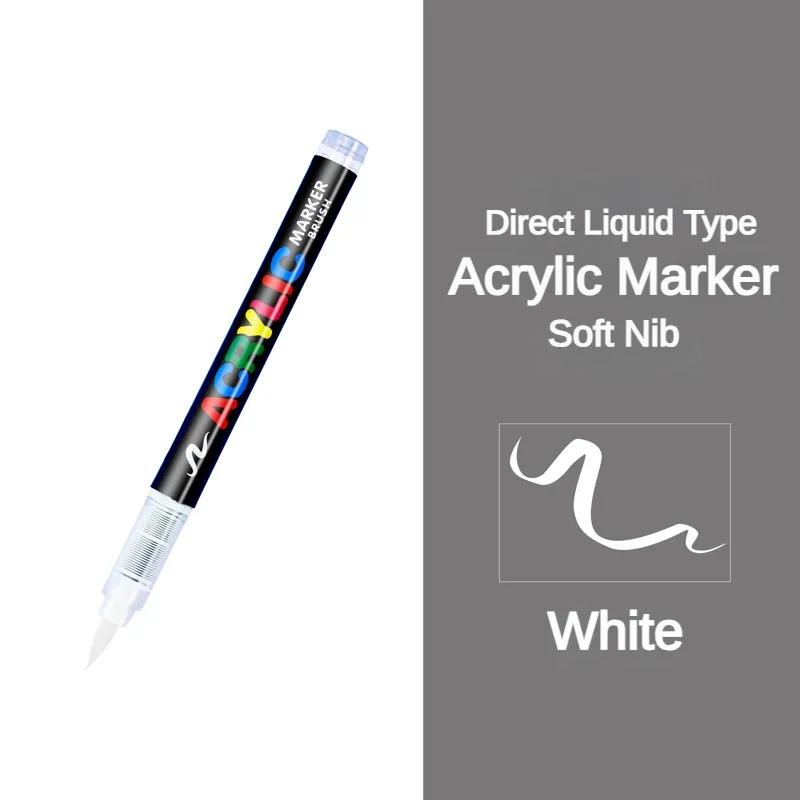 GUANGNA 16 Colors Direct-liquid Acrylic Marker Pen Waterproof Pen Soft Brush Nib for Glass Stone Metal Art Supplies Stationery