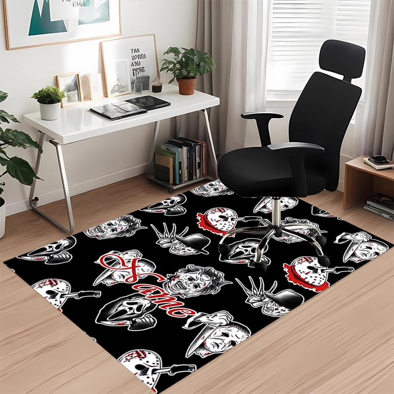 Custom Name Halloween horror Printed Carpet, for Office Chair Living Room Bedroom Kitchen Room Decor Gifts.