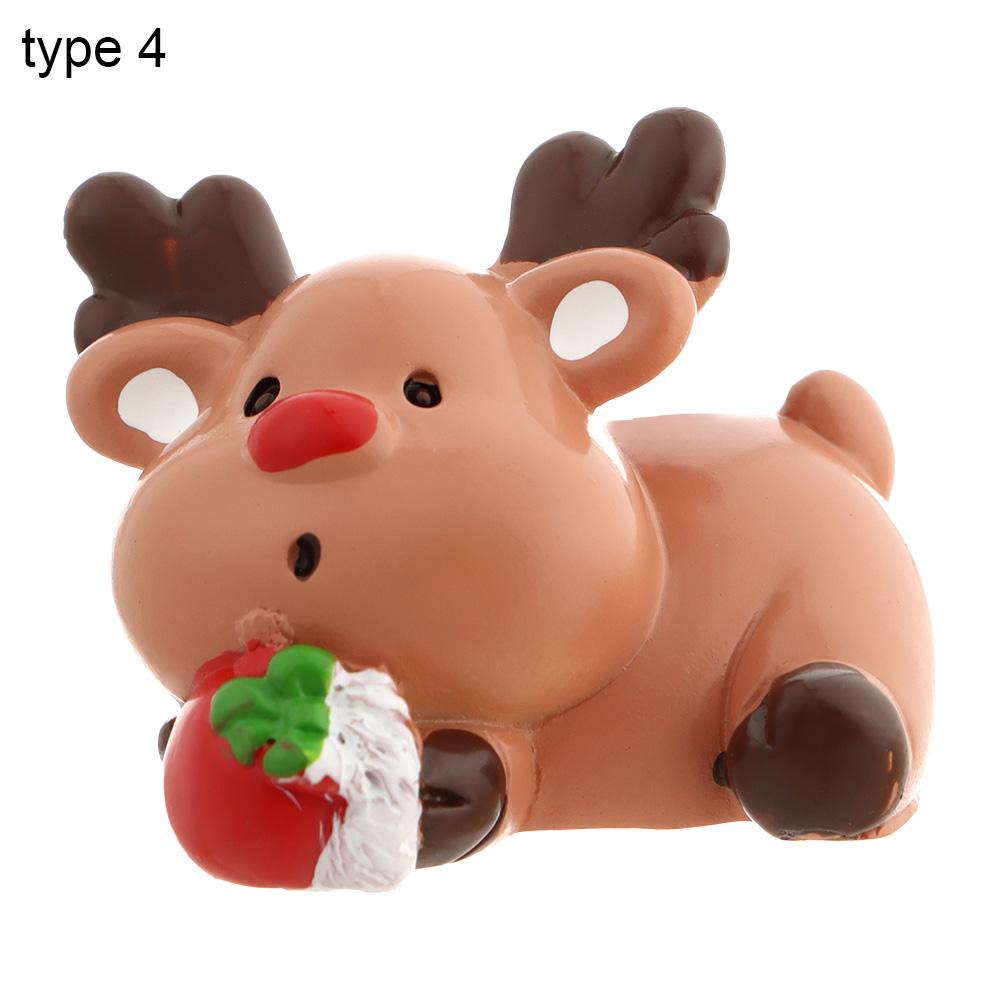 Mini Deer Figurines Resin Elk Toys Cake Topper Miniature Snow Scene Micro Landscape Home Decoration Christmas Supplies Craft