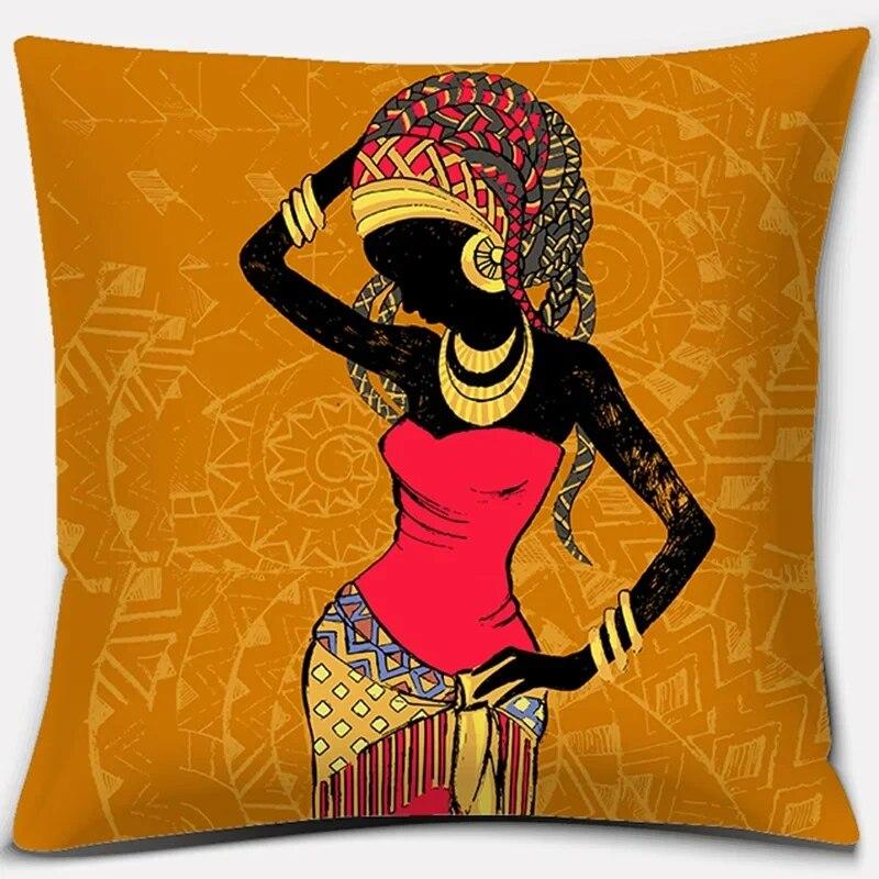 Home Decor Pillowcase Ethnic African Women Polyester  Car Sofa Cushion Cover   45x45cm