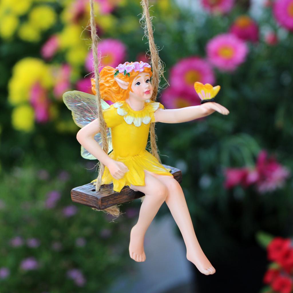 1 piece of swing flower fairy resin handicraft, garden decoration hanging piece, garden bonsai decoration hanging piece, home de