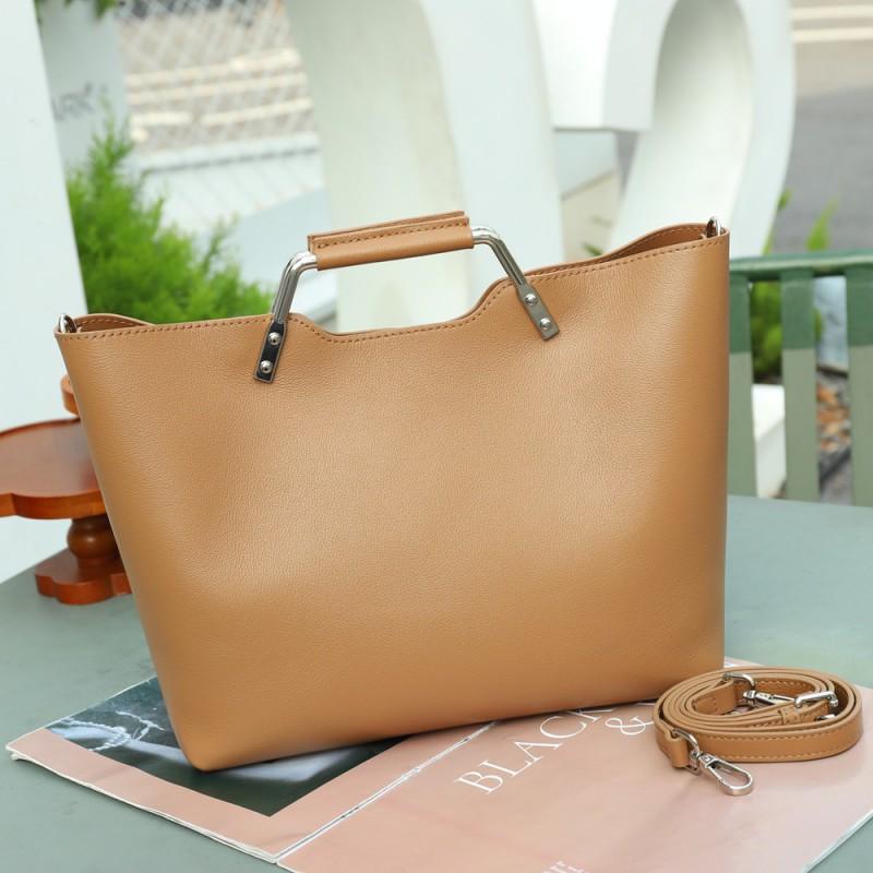 Fashionable High-End Leather Tote Bag Women Large Capacity Natural Handbag Commuting Leisure Crossbody