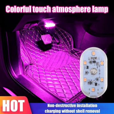 Upgrated Mini USB Touch LED Light Touch Control Car 200mah LED Interior White Ambient Rechargeable Lamp Light Multi Color Y B2G0