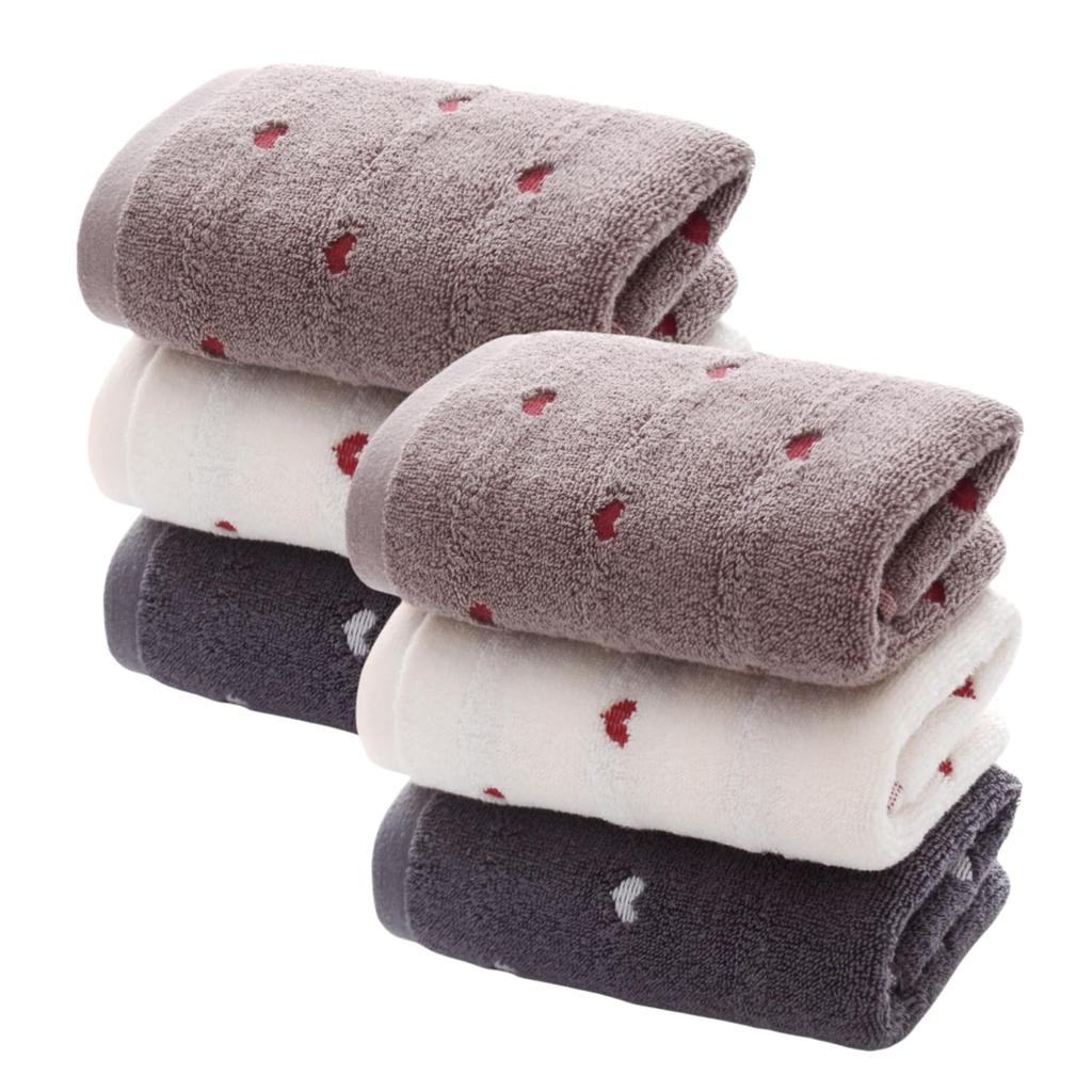 Face Towels, Heart Pattern, 100% Cotton, Towel Set, Fluffy, Soft, Gentle on Skin, Fast Absorption, Quick Drying, Durable, Breathable, Fade Resistant,