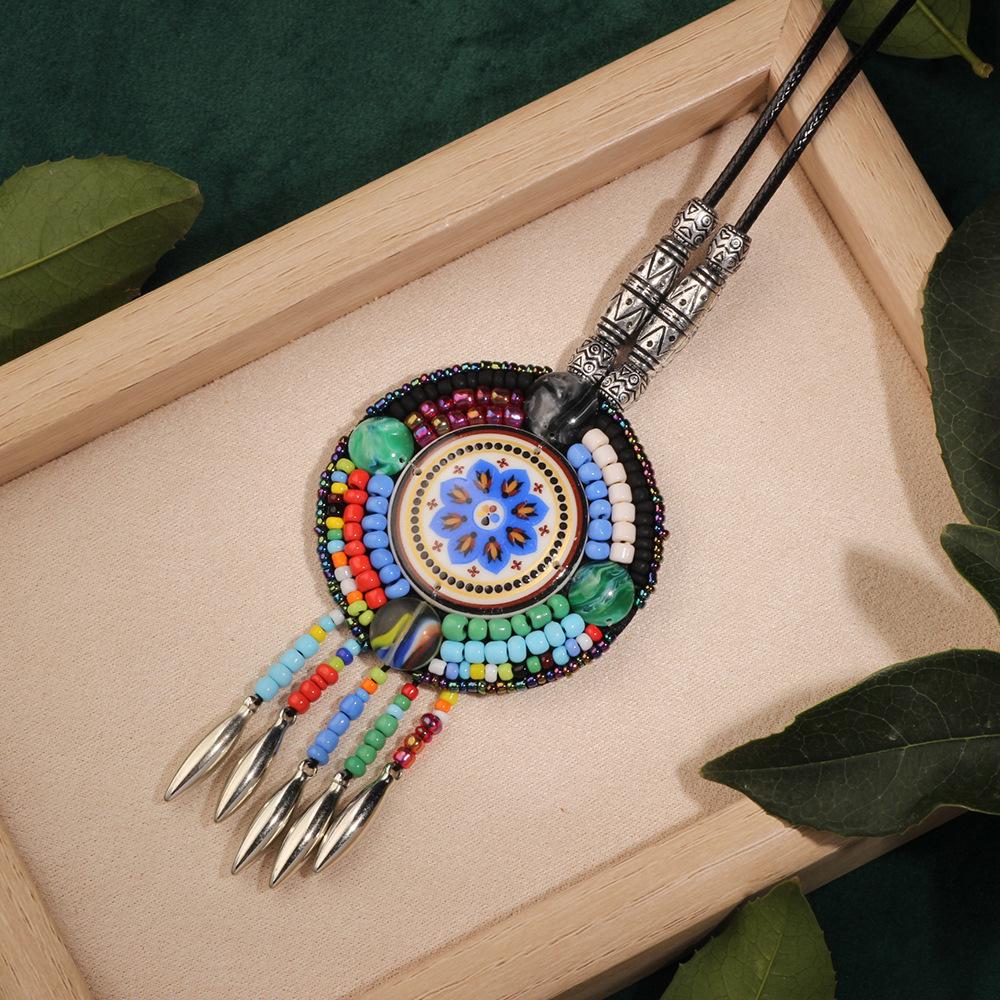 Bohemian Ethnic Leather Tassel Necklace