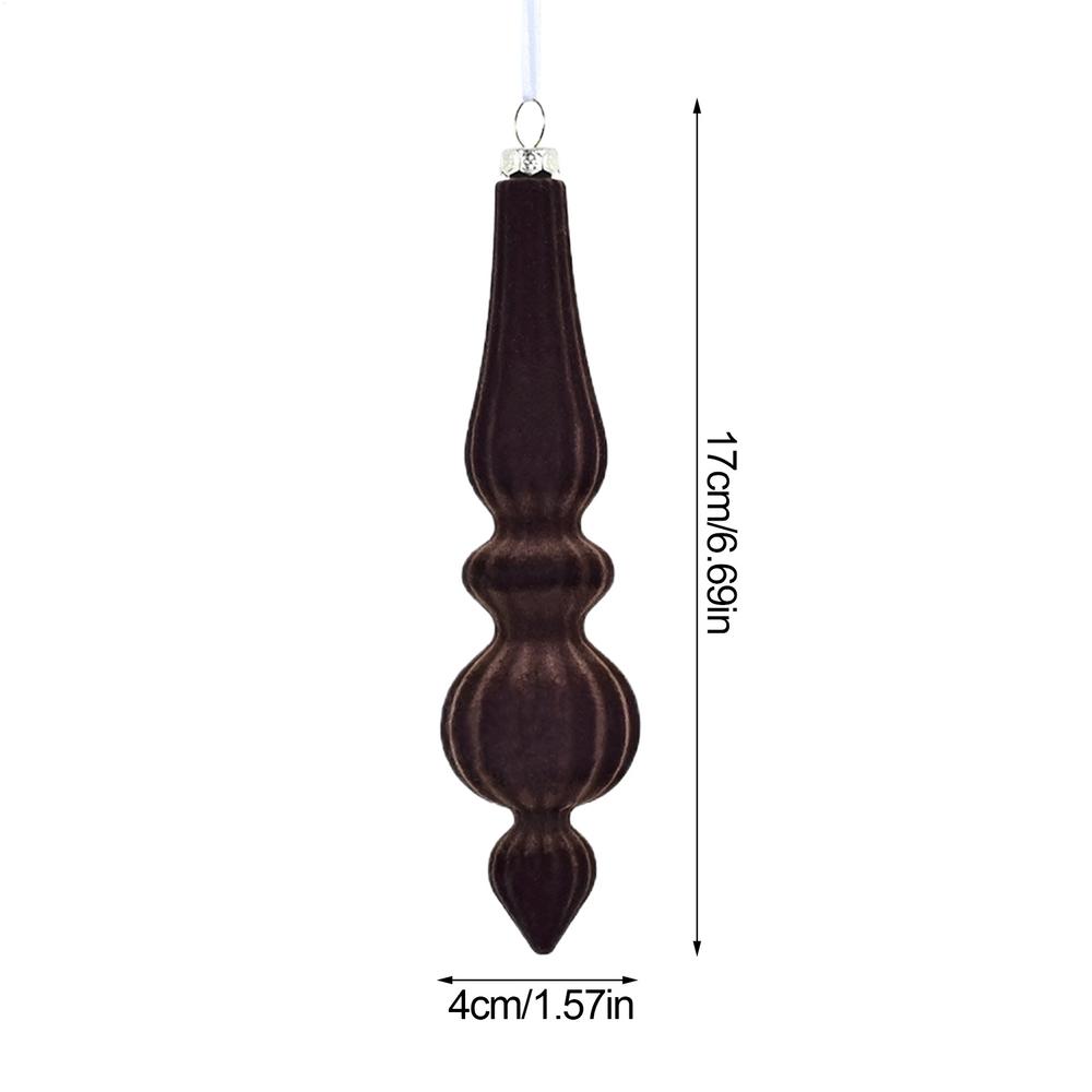 6pcs Flocked Velvet Christmas Gourd Pendant Shatterproof Plastic Christmas Cone Ball Set Reusable Xmas Tree Hanging Ornaments