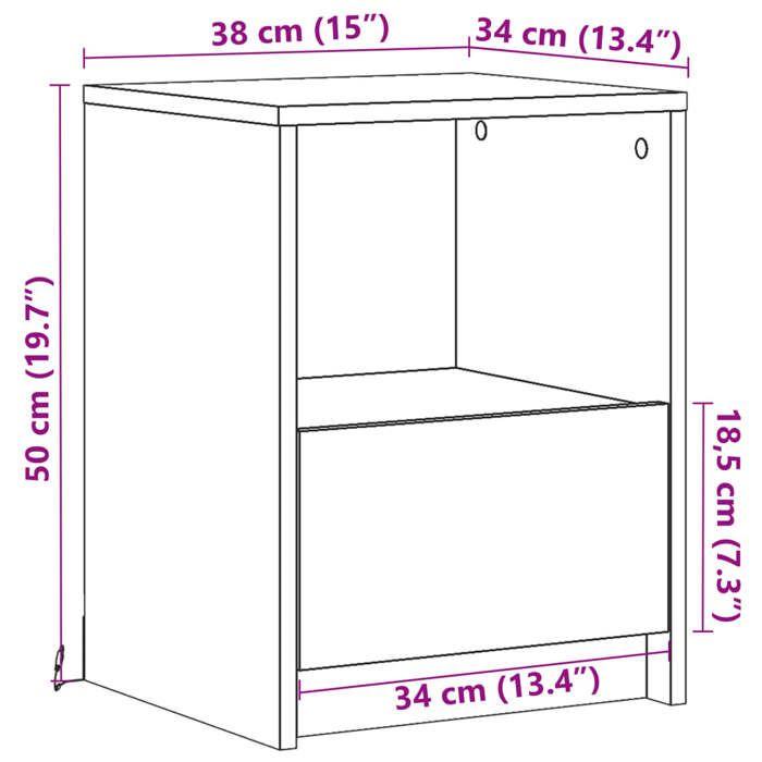 VidaXL Bedside Cabinet and LED Lights Brown Oak Engineered Wood, Side Table, Bedside Cabinet, Side Table for 852031